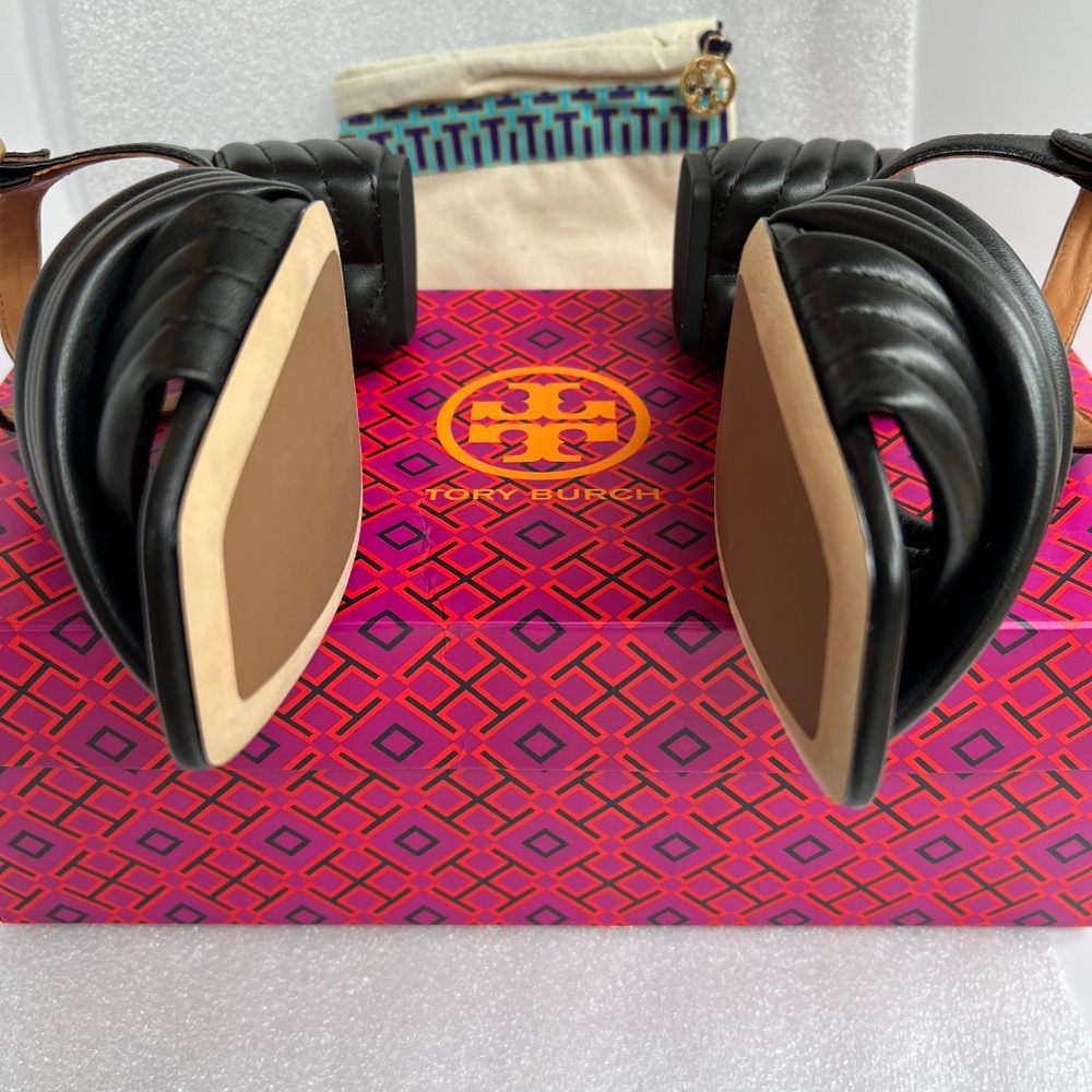 TORY BURCH Kira Quilted 55mm Heeled Sandals Black Sz 6.5 NEW - Picture 6 of 14